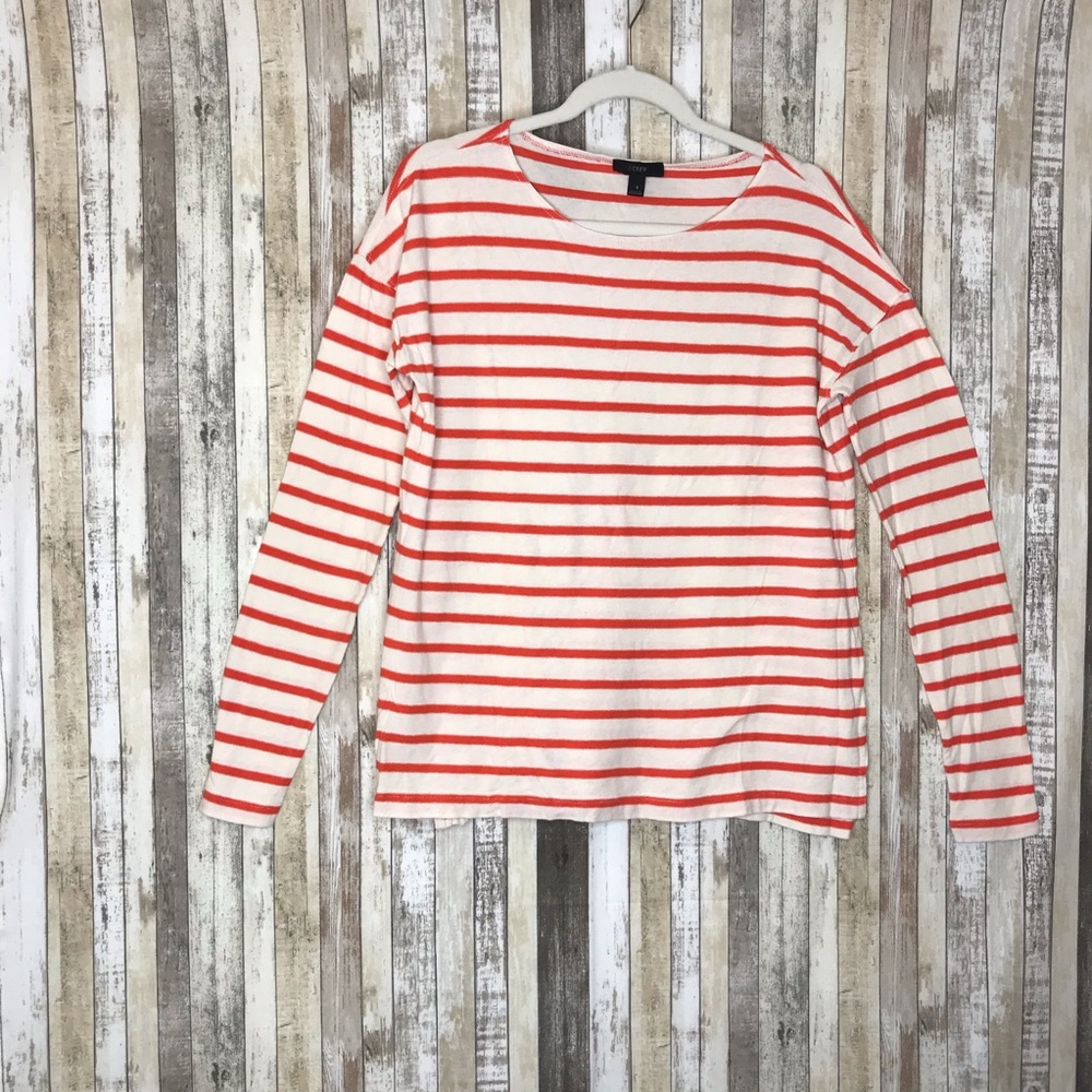 J. Crew Lightweight White Stripe Sweater